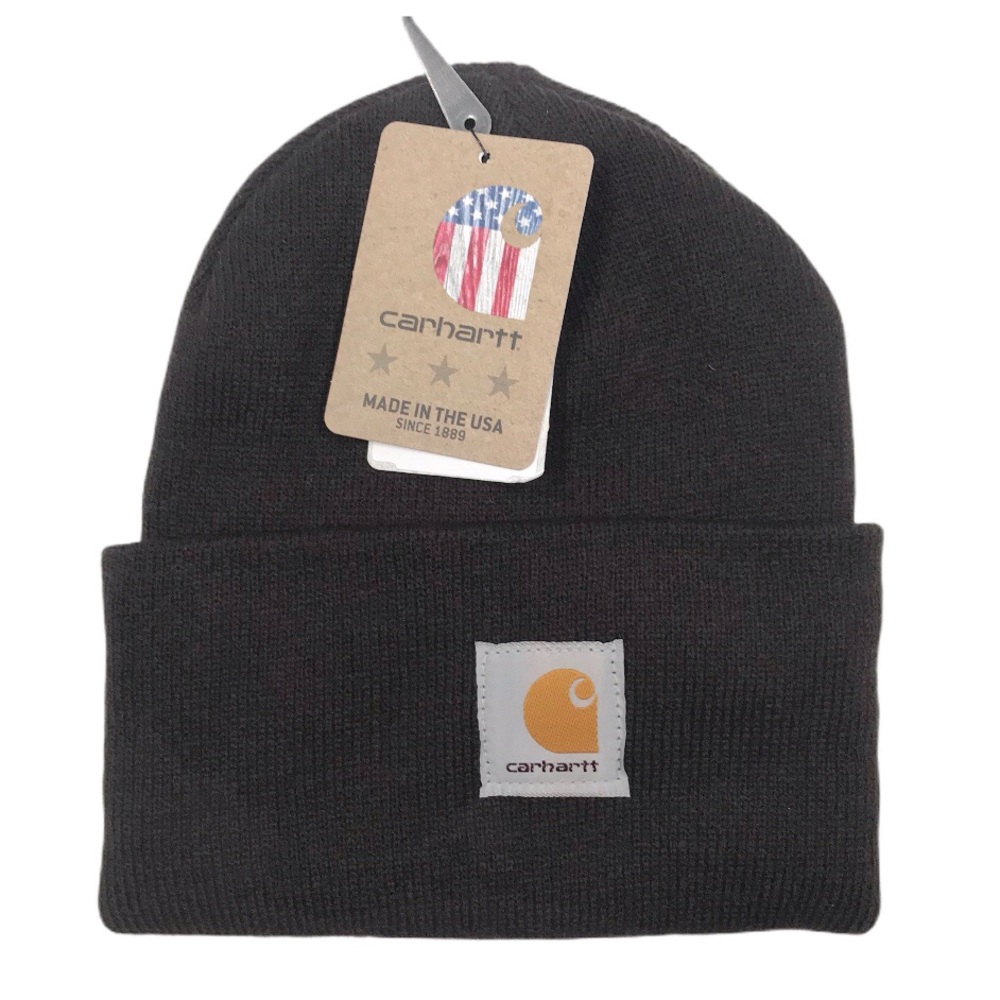 Carhartt Full Rib Knit Rolled Brim Beanie Hat Brown